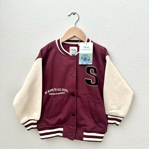 ZARA kids Lilo & Stitch Disney jacket in burgundy and white SIZE 6-7